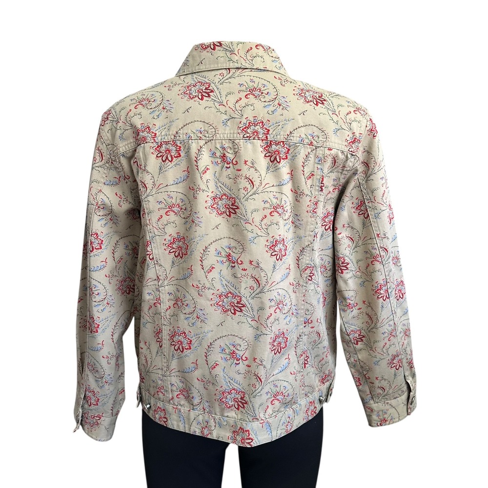 Pendleton Denim Jean Jacket Size Medium Beige Flo… - image 4